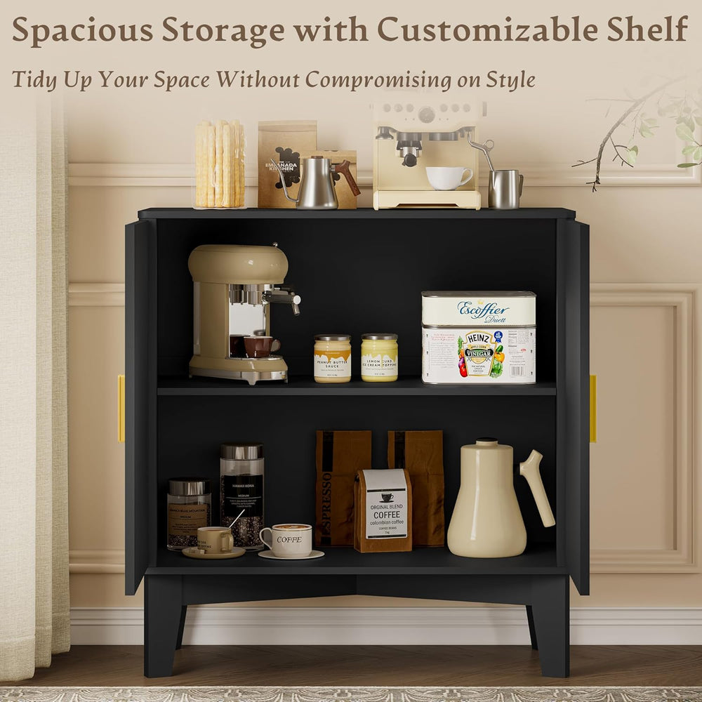 BORNOON Fluted Storage Cabinet with Doors and Adjustable Shelf Sideboard