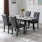 Farmhouse Dining Chairs Set of 4, PU Leather Kitchen Chairs, Modern Upholstered Accent Chair Solid Wood Parsons Chairs for Home/Living Room/Bedroom/Resturant, Black