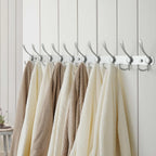 Dseap Coat Rack Wall Mount - 38” Long 10-Tri-Hooks Heavy Duty Coat Hanger Rail Wall Hooks for Hanging Coats Hats Clothing Clothes Purse Mudroom Entryway, Silver