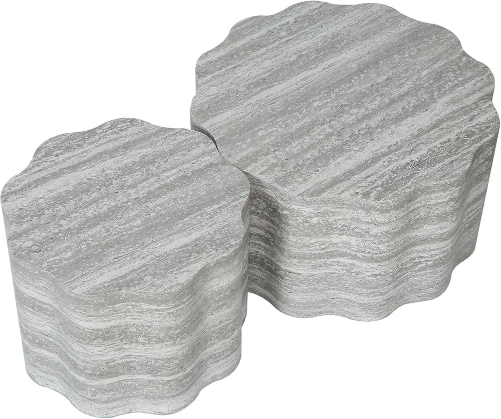 23.6''+26.7'' Set of 2 Faux Mars Pattern Round Coffee Tables,...