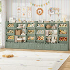 HITHOS 55" W Kids Toy Storage Organizer, Large Toy Box with Bookshelf, Toy Chest with 3 Cubes Storage Organizer, 6 Toy Organizers and Storage Bins, 4 Rolling Drawers for Kids Room, Playroom, Green