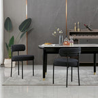 DYHOME Black Boucle Dining Chairs Set of 2, Mid Century Modern Kitchen Chairs with Curved Backrest and Metal Legs, Upholstered Dining Room Chairs