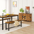 AWQM Table Bench, Pair of 2, Dining Bench, Thickened Steel Frame, Wood Bench, Industrial Style, for Kitchen and Dining Room, 12''Dx38.5''Wx17''H, Rustic Brown