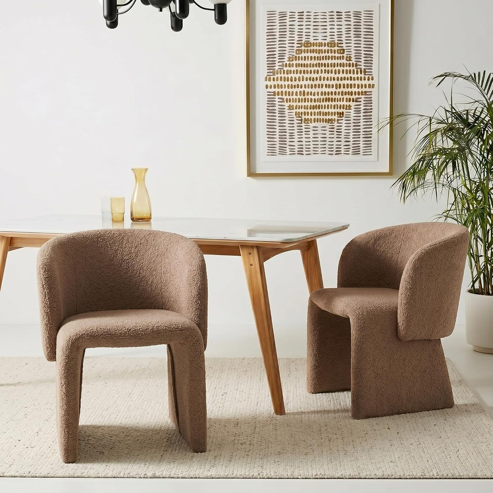 NORDICANA Barrel Dining Room Chairs with Arms, Faux Fur Accent Chairs Set of ...