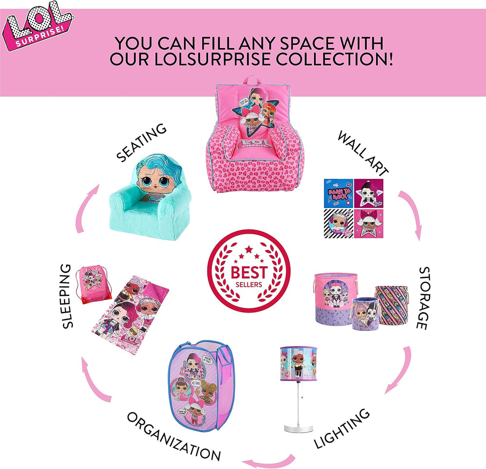 LOL Surprise 3 Piece Collapsible Table and Chair Set with Storage Table and 2...