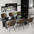 Nalupatio Dining Chairs Set of 6, Modern Dining Room Chairs Comfy Backrest Thick Upholstered Kitchen Chairs 19IN Height with Metal Legs Coffee（Pu Leather）