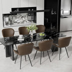 Nalupatio Dining Chairs Set of 6, Modern Dining Room Chairs Comfy Backrest Thick Upholstered Kitchen Chairs 19IN Height with Metal Legs Coffee（Pu Leather）