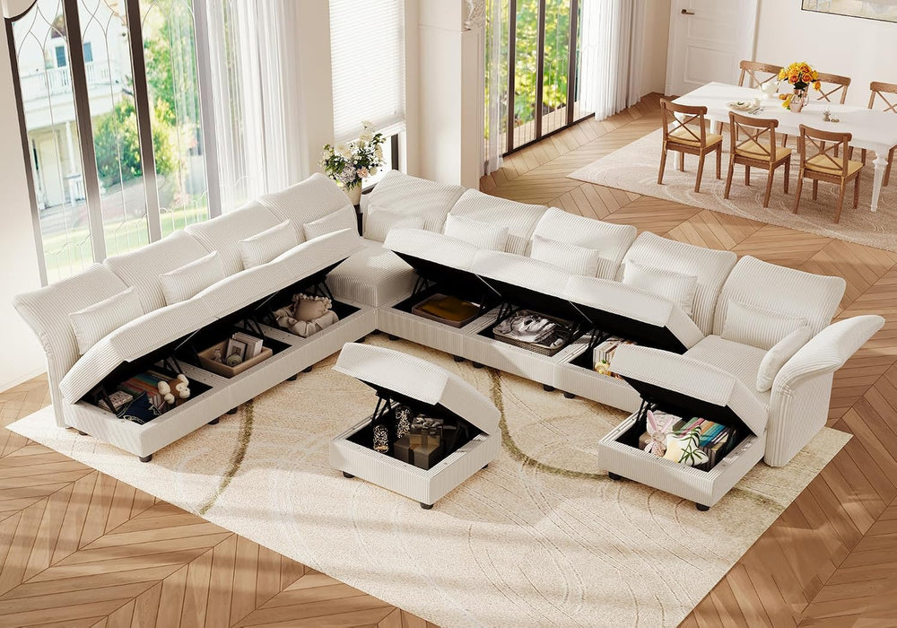 LLappuil 10 Seater Sectional Sofa with Storage, Large U Shaped Modular Sectio...