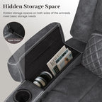Manual Reclining Sectional Sofa Set, 5 Seats Soft Dutch Velvet Recliner Corner Sectional Couch, Family-Sized L-Shaped Recliner Couch with USB Charging, Thickened Padding, Sturdy Frame, Grey