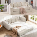 76" Convertible Sofa Bed, Corduroy Boneless Couch with Cup Holders & Pocket | 2-in-1 Sleeper Sofa, Pull-out Couch Bed with 5 Pillows, Living Room, Small Spaces, Bedroom, No Assembly