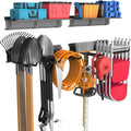 WALMANN Wall Mounted Garden Tool Rack with Shelves for Garage, Heavy Duty Folding Chair Hangers, 11-Inch Tool Storage Hooks for Shovels, Rakes, Ladders