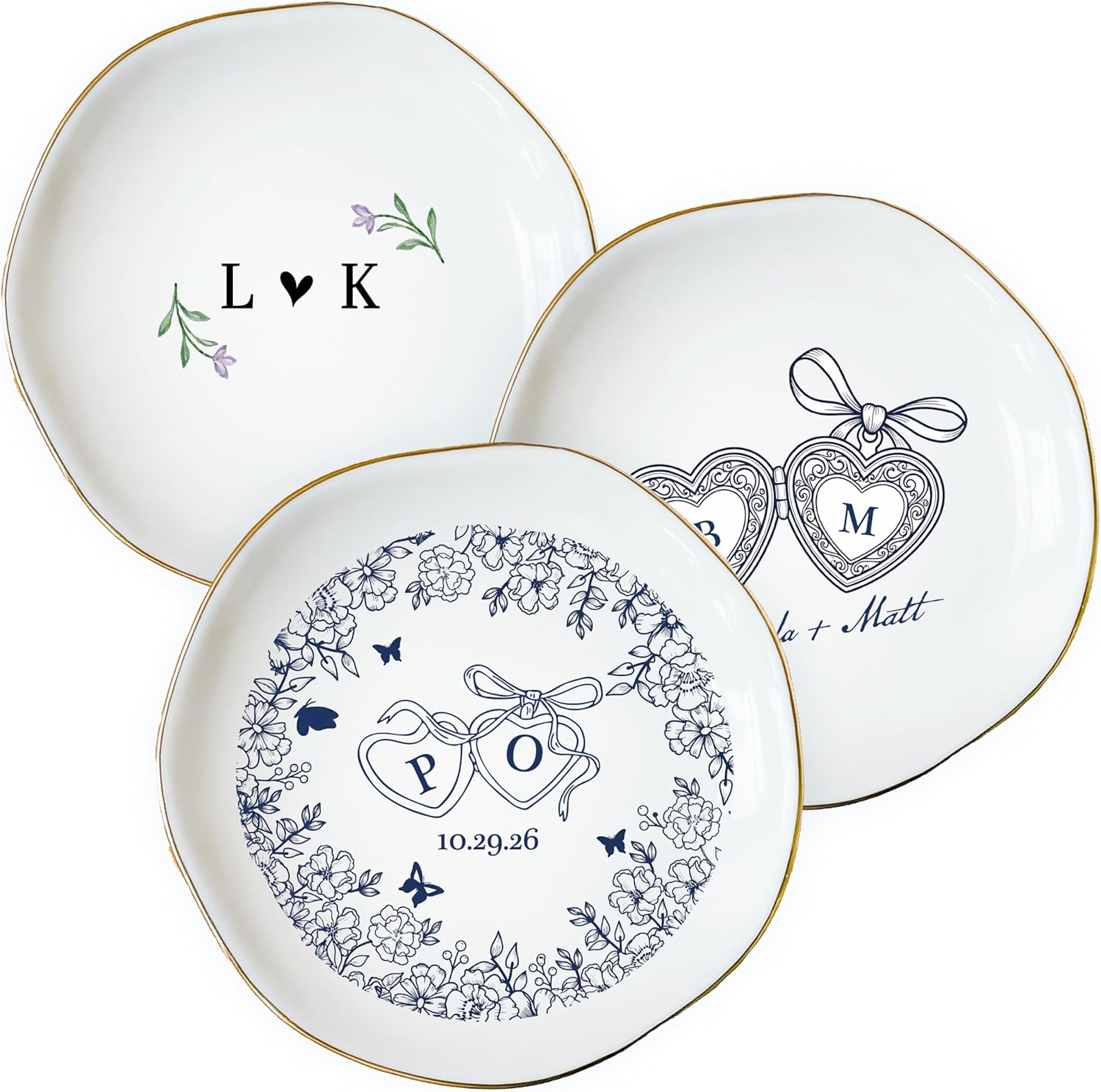 Personalized Couples Ring Dish, Engagement Gift for Bride and Groom