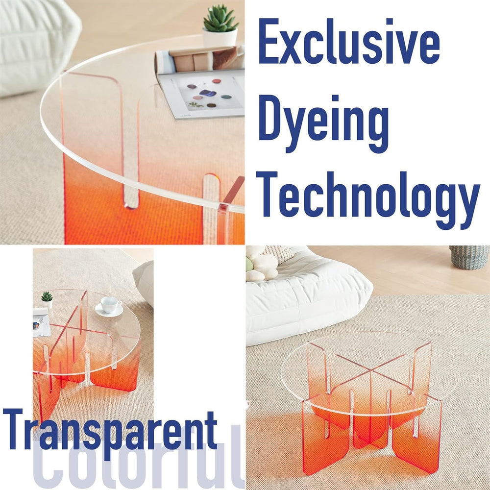 Acrylic Side Table, Clear Round Top Nightstand Easy Assembly, Transparent Bed...