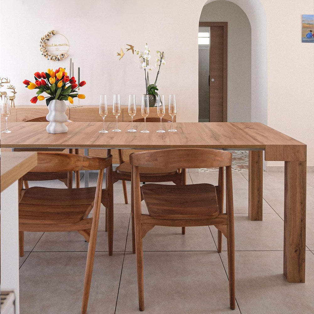 Mobili Fiver, First, Extendable Console Table 17.7(120) x35.4 in, Rustic Oak,...
