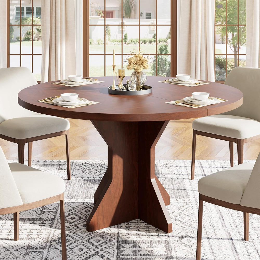 IDEALHOUSE Round Dining Table, 47" Kitchen Table for 4-6 People, Circle ...