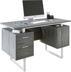 Techni Mobili Modern Office Desk with Storage, Gray