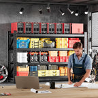 MIIIKO 71.3" W Storage Shelves,5000LBS Metal Garage Storage Shelving,Heavy Duty Adjustable Unit Storage Shelves for Warehouse,Basement,71.3" W x 24" D x 70" H,Black