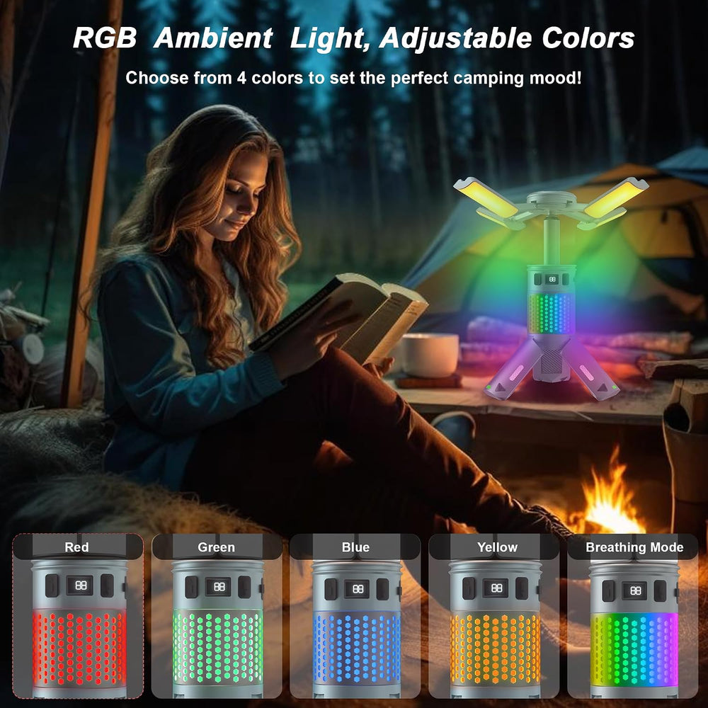 Camping Lights, Rechargeable Telescopic Camping Lights with Stand,12000mAh Ca...