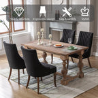 mikibama Linen Dining Chairs Set of 6 Channel Tufted Kitchen Dinner Chair Comfy Fabric Upholstered Accent Chair for Dining Room with Solid Wood Legs (Black 6pc)