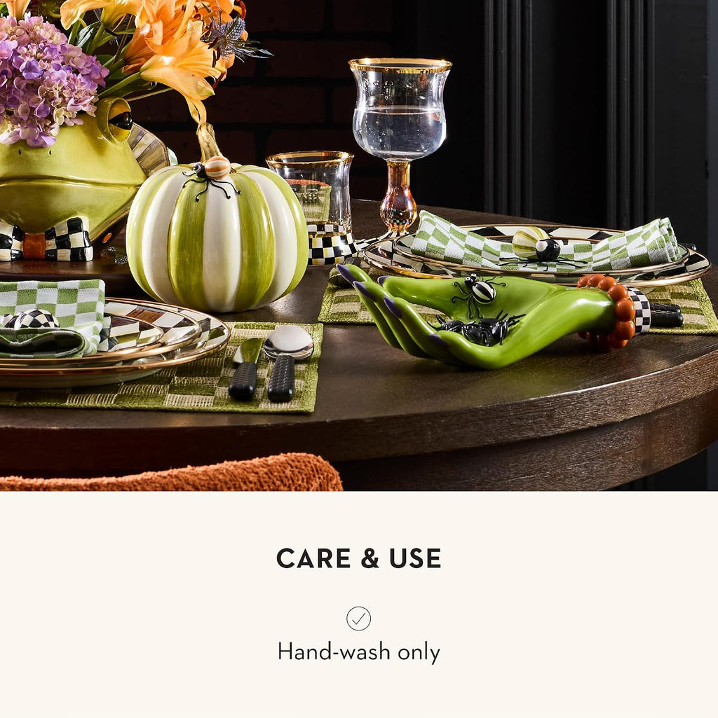 MACKENZIE-CHILDS Ceramic Trinket Tray, Greta Witch’s Hand | Handcrafted design, decorative tray for room decor, 5" W x 10.25" L x 3" H