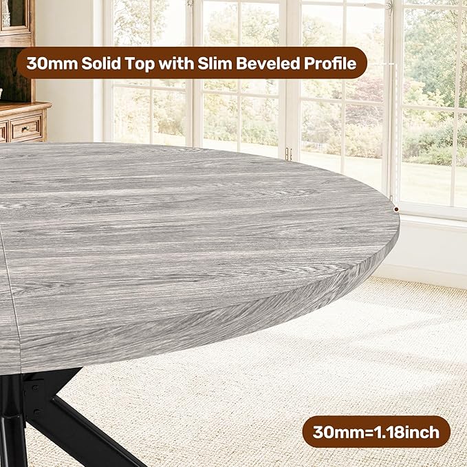 47.2" 5-Piece Round Dining Table Set for 4, Modern Wood Dining Table wit...