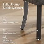 keoni Wooden Dining Chairs Set of 2, Mid Century Modern Upholstered Dining Room Chairs with Black Wood Legs, Fabric Farmhouse Kitchen Chairs with Foot Pegs for Dining Room, Dark Gray