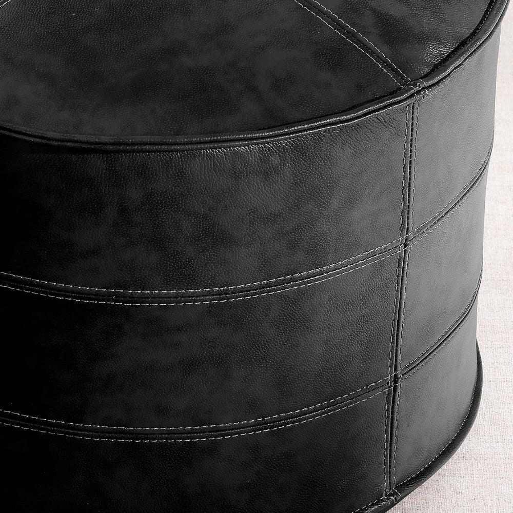 Leather Ottoman,Handmade Stuffed Square Ottoman,Genuine Leather Pouf, Foot Re...