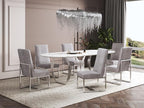 Manhattan Comfort Element Modern Velvet Dining Chairs, High Density Foam, Chrome Finish Stainless Steel Frame, High-Back, Fully Assembled Industrial Chic Accent Furniture, Set of 2, Steel