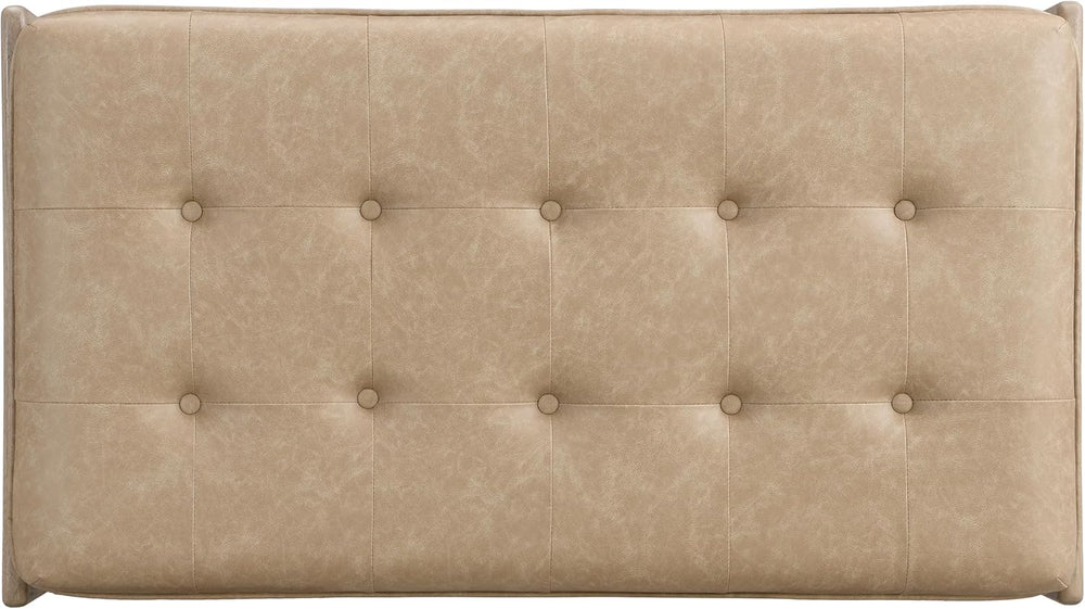 Merax 48.4" Rectangle Tufted Upholstered Cocktail Ottoman, Leather Ottom...