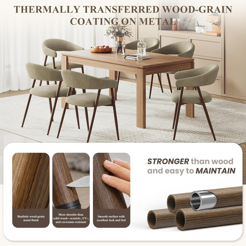 Upholstered Dining Chairs Set of 4, Comfy Curved Backrest & Armrest