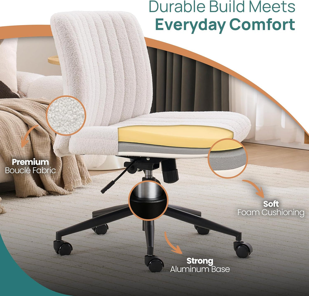 NYPOT Armless Desk Chair with Wheels for Criss Cross Sitting - Cross Legged W...