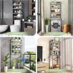 Over-The-Toilet Storage Rack, 4-Tier Bathroom Organizer Shelf Over Toilet with Adjustable Shelf and Basket, Freestanding Space Saver Bathroom Shelves Above Toilet for Room (Gray- White)