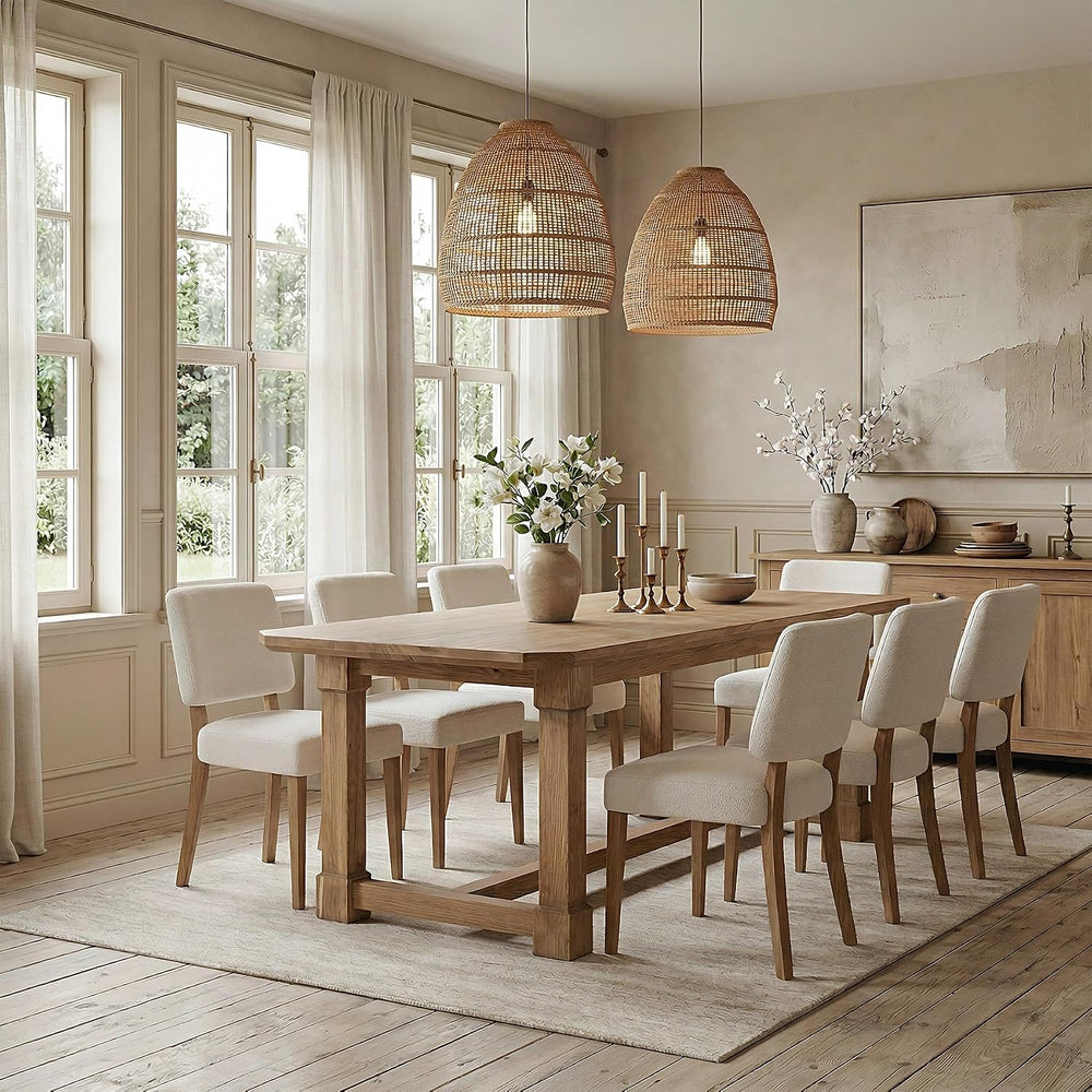63" Solid Wood Dining Table, Rectangular Kitchen Table with Sturdy Legs,...