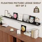 Axeman 48 Inch Black Floating Shelves for Wall | Picture Ledge Shelf Set of 2 | Rustic Picture Shelf for Wall with Ledge | Floating Shelves with Lip | Photo Ledge Shelves for Books Album Records