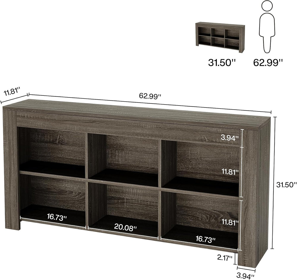 Tribesigns 63-Inch Long Sofa Console Table, Rustic Wood Entryway Table with 6...