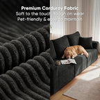 Homall Sectional Couches for Living Room, Modern Boneless Couch with Deep Seat, Upholstered Cloud Sofa, No Assembly Required (Black, Four-Seater Sofa)