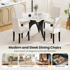 Giantex Upholstered Dining Chair Set of 2, Mid Century Modern Fabric Kitchen Chairs with Rubber Wood Legs, Thick Padded Seat, High Back, Side Armless Chairs for Living Dining Room (Beige)