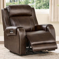 CHITA Wall Hugger Genuine Leather Power Recliner Chair, Dark Brown | Adjustable Power Headrest, USB & Type-C Ports, Compact Electric Recliner for Small Spaces & Living Rooms & RV