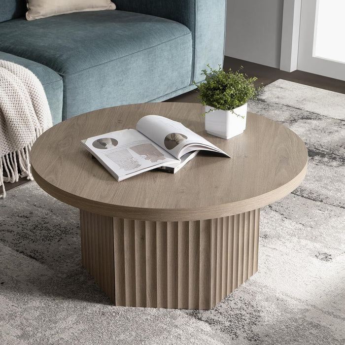 SICOTAS 32" Round Coffee Table for Living Room Modern