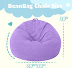 HABUTWAY 2 FT Bean Bag Chair,Giant Bean Bag Chairs,Big Bean Bags with Memory Foam Filled, Large Beanbag Chairs with Soft Corduroy Cover-Purple