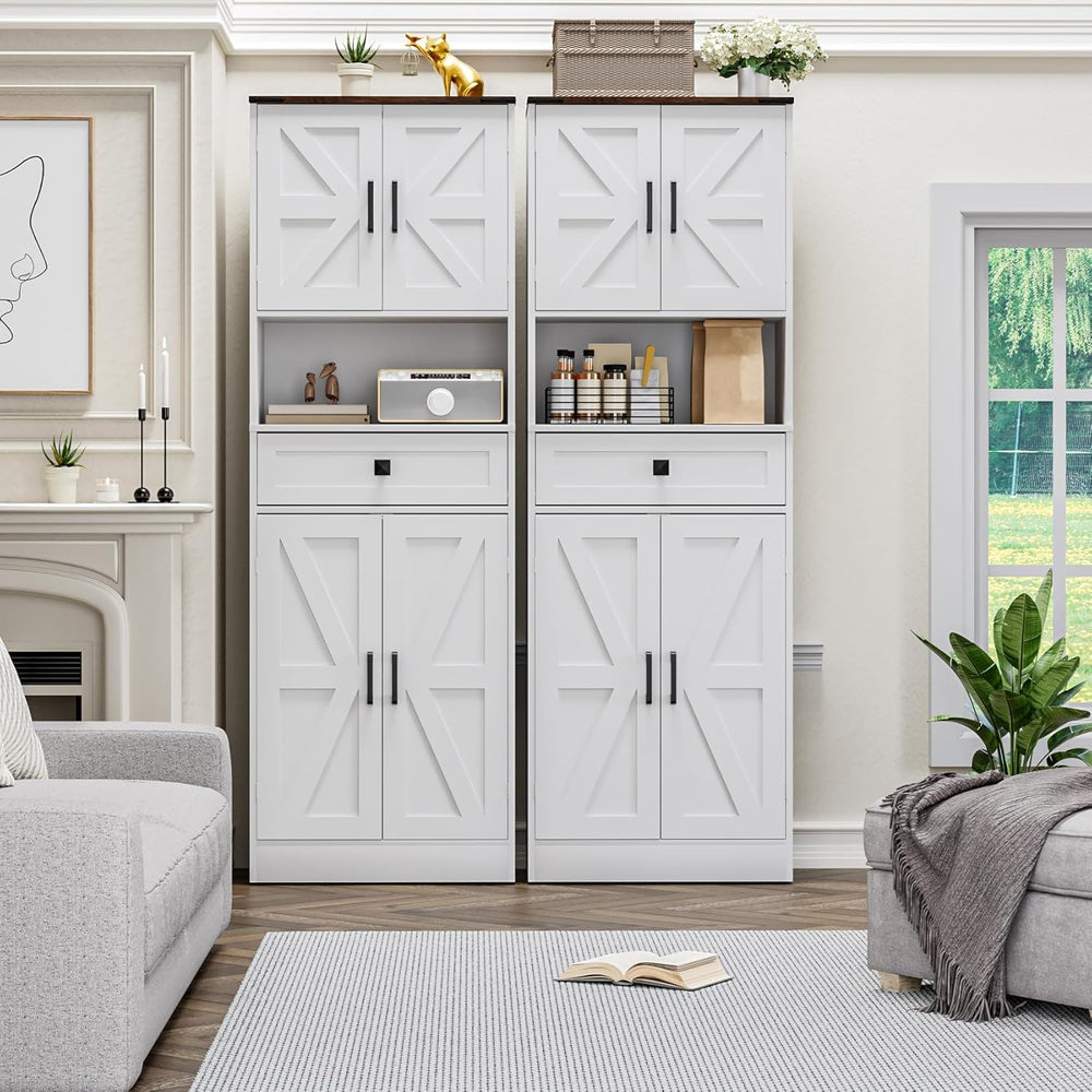 Bigbiglife Farmhouse Kitchen Pantry Cabinet, 67" Tall Kitchen Storage Ca...