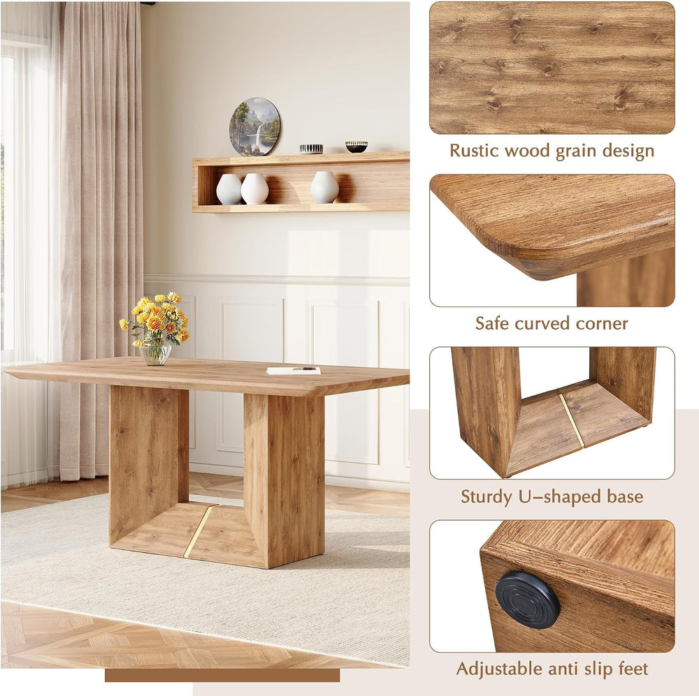 63'' Modern Dining Table Set for 6, Wooden Dining Table Chairs Set | ...