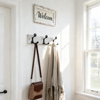 SKOLOO 17-Inch Wood Coat Rack Wall Mount with 3 Triple Hooks - Ideal for Family Entrances, Classrooms, and Pet Supplies Storage - Perfect Coat Hooks for Wall,Distressed White Wash, Pack of 2