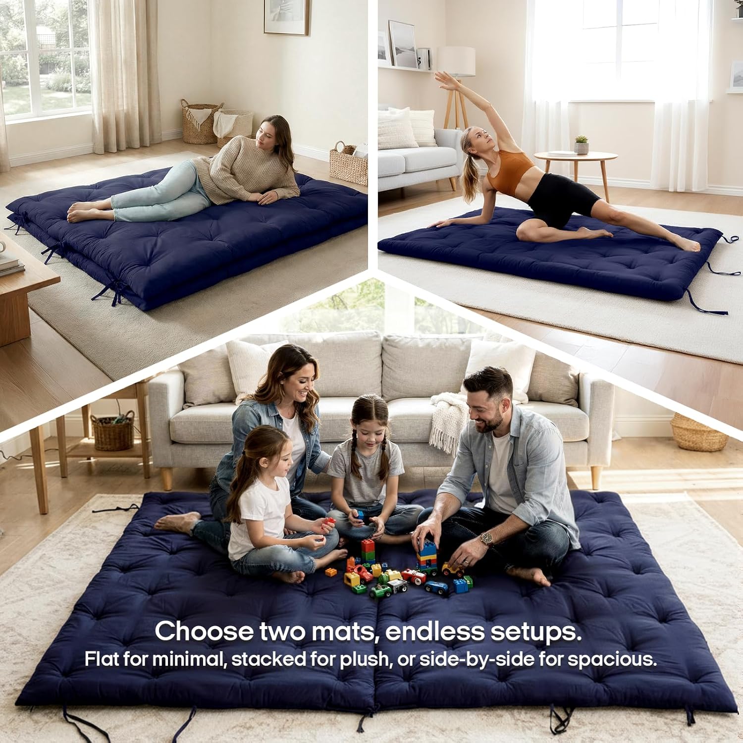 Syrinx Water Resistant Japanese Futon Mattress, Twin Size 75"x39", 2.5 Inch Thick Japanese Floor Mattress Tatami Mat, Foldable Floor Bed Sleeping Pad for Dormitory Guest Room Camping