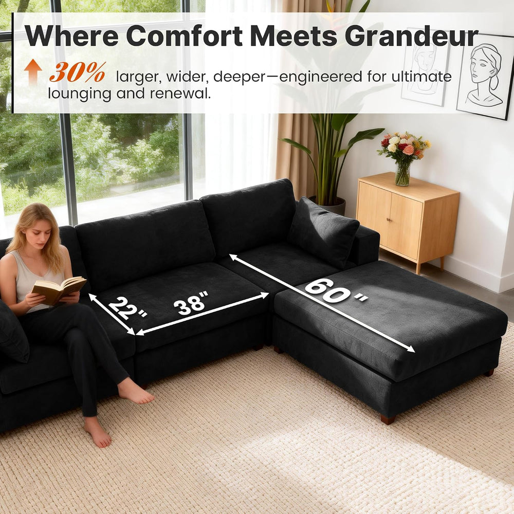 Oversized Sectional Sofa Set, Extra Large Modular Couch with Ottoman, Premium...