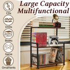 CD Storage Rack, 3-tier CD Holder for Coutertop, Wooden CD Organizer, DVD Storage Shelf, Holds Up to 70 Standard CD, Adjustable CDs Dividers, Multi-Purpose Media Storage for CD DVDs Games Books