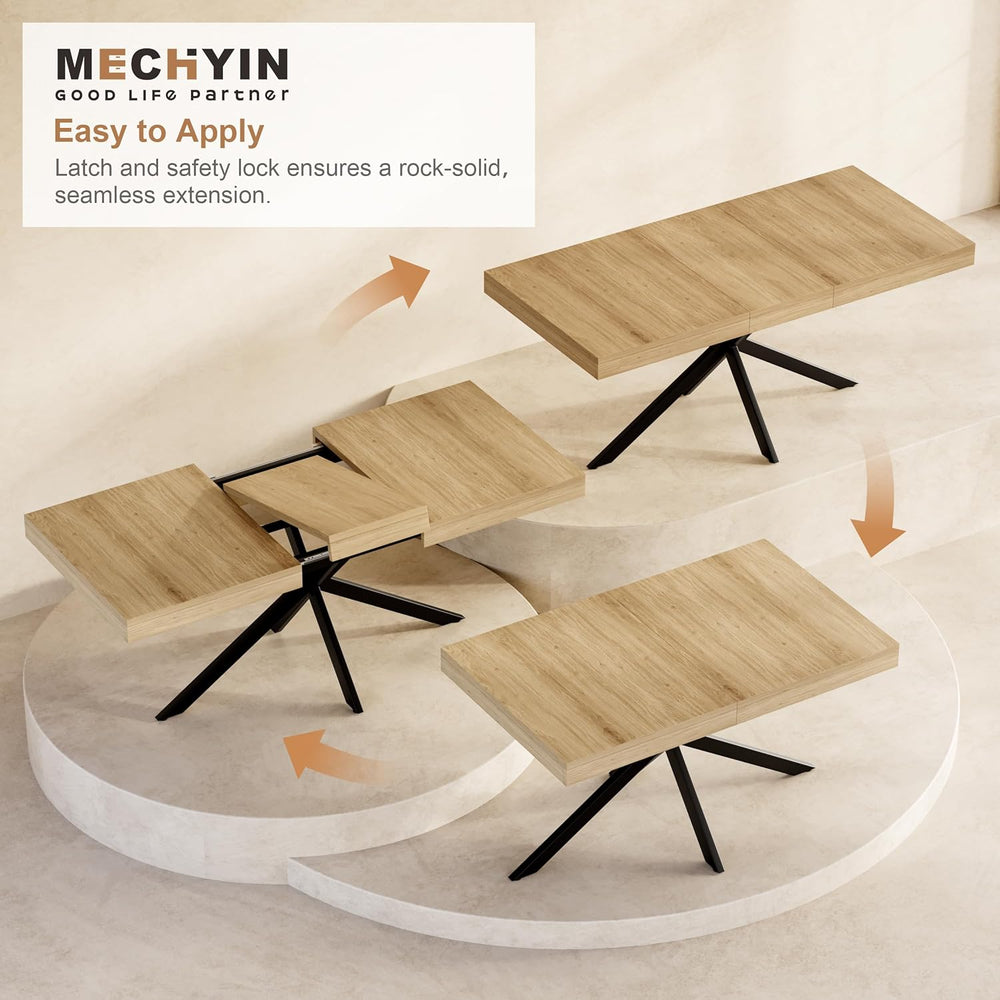 Extendable Dining Room Table for 4 6 8, 55"-71" Long Rectangle Kitc...