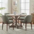 VKNOW Wooden Dining Chairs Set of 4, Upholstered Dining Room Chairs with Rubberwood Legs and Padded Seats, Kitchen Chairs for Restaurant Kitchen Living Room, Green