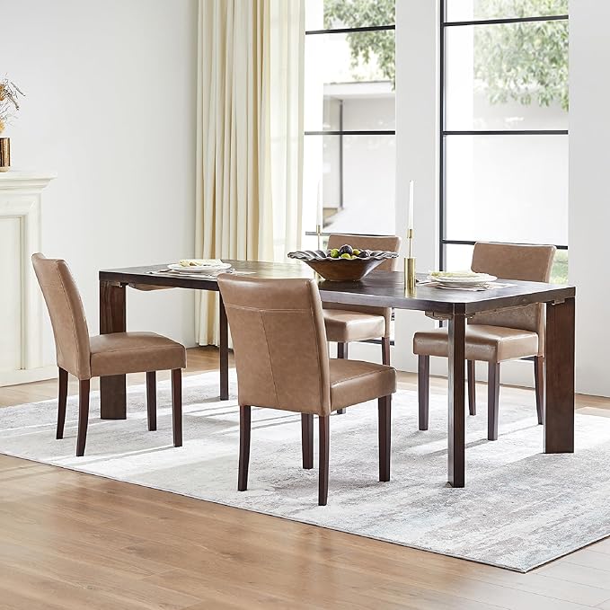 Watson & Whitely Upholstered Dining Chairs Set of 4, Faux Leather Armless...