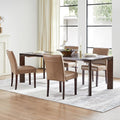 Watson & Whitely Upholstered Dining Chairs Set of 4, Faux Leather Armless Dining Room Chairs with Solid Wood Legs & Back Side Chair for Kitchen, Living Room, Restaurant, Saddle Brown
